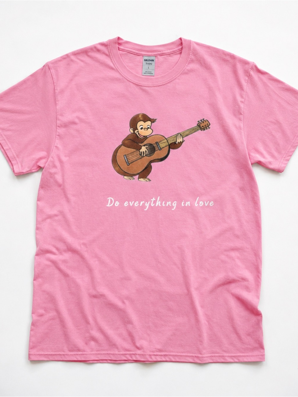 Pink Monkey Guitar Do Everything in Love Graphic T-shirt